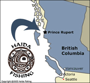 Map of Prince Rupert BC Home of Haida Fishing Charters
